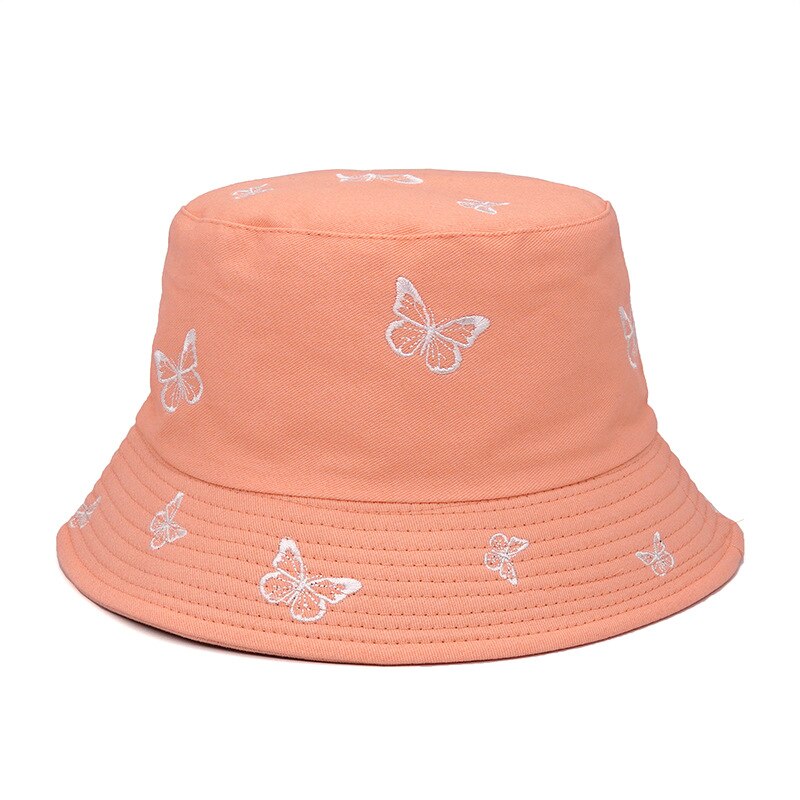 Sombrero de pescador plegable con estampado de mariposa para mujer, gorro de pescador con bordado, estilo Hip Hop, ideal para ,