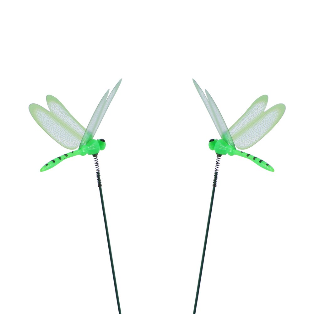 10 Stks/partij Kunstmatige Dragonfly Vlinders Tuin Decoratie Outdoor 3D Simulatie Dragonfly Stakes Yard Plant Gazon Decor Stok: green