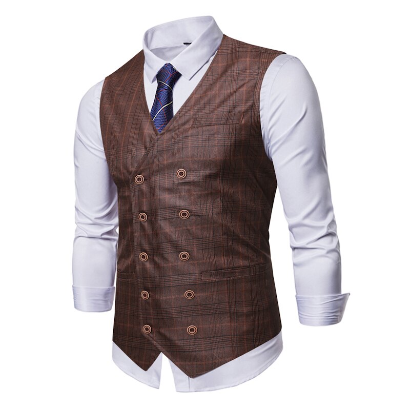 Suit Vest Men's Double-breasted Waistcoat Business Gentleman Single Item Party Dress