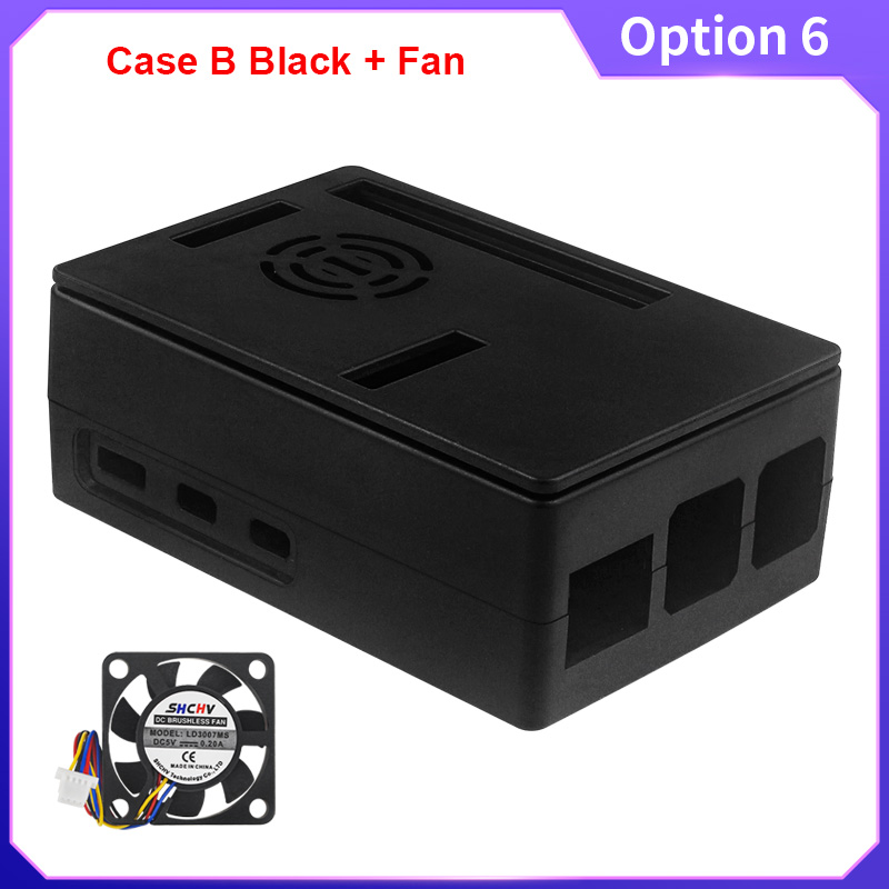 Raspberry Pi 5 ABS Case Black Silver Plastic Shell Optional PWM Cooling Fan Protection Box for Raspberry Pi 5: black