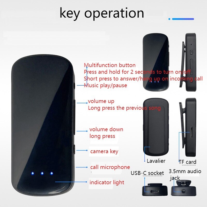 Bluetooth 5.1 Audio Receiver, Lavalier Stereo TF Card Function Receiver, Computer Car Audio Receiver