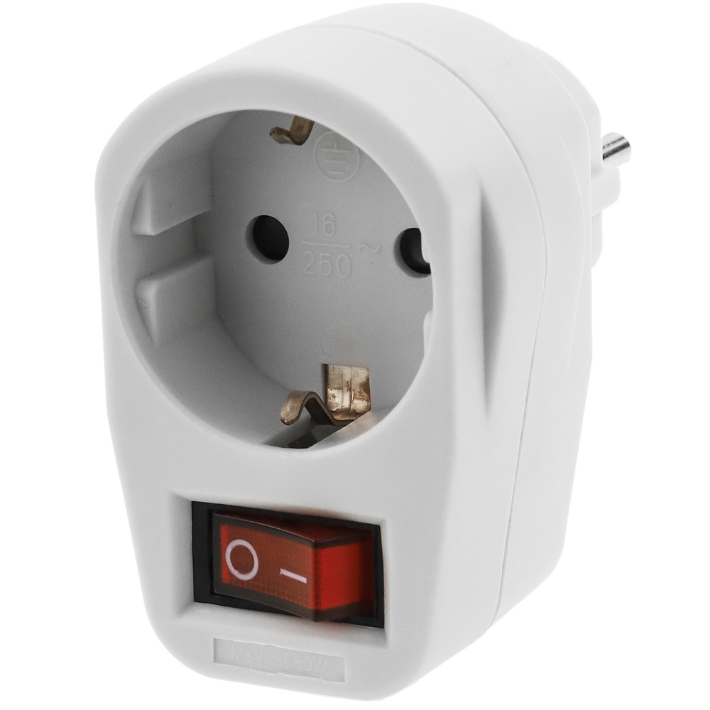 BeMatik – prise schuko blanche 220v ac avec interrupteur