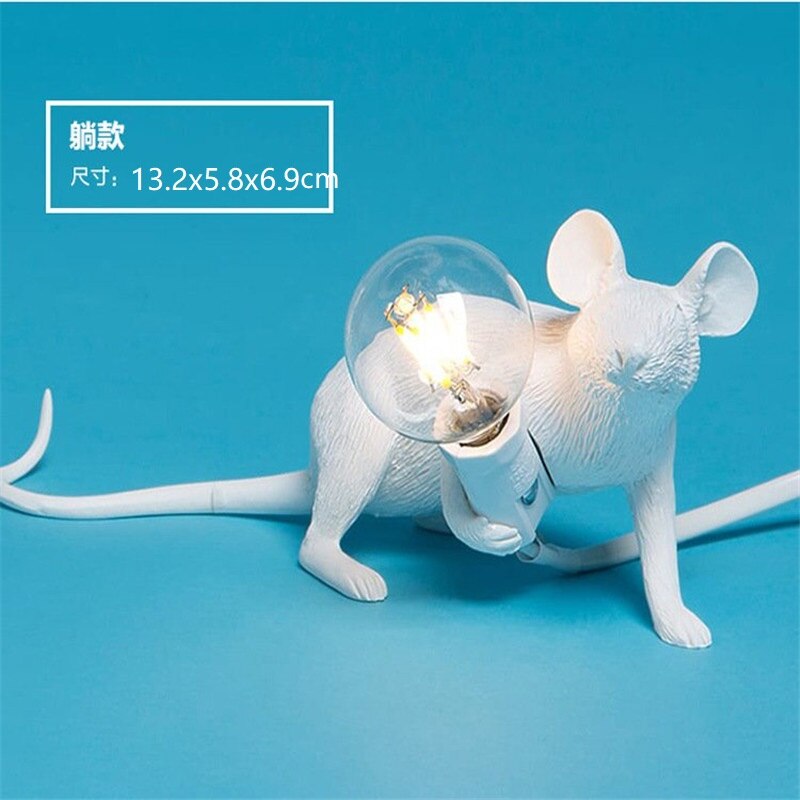 Seletti moderne harpiks mus bordlampe led  e12 mus bordlamper skrivebord nordisk barnerom dekor led nattlys eu/au/us/uk plug: Hvit kryp