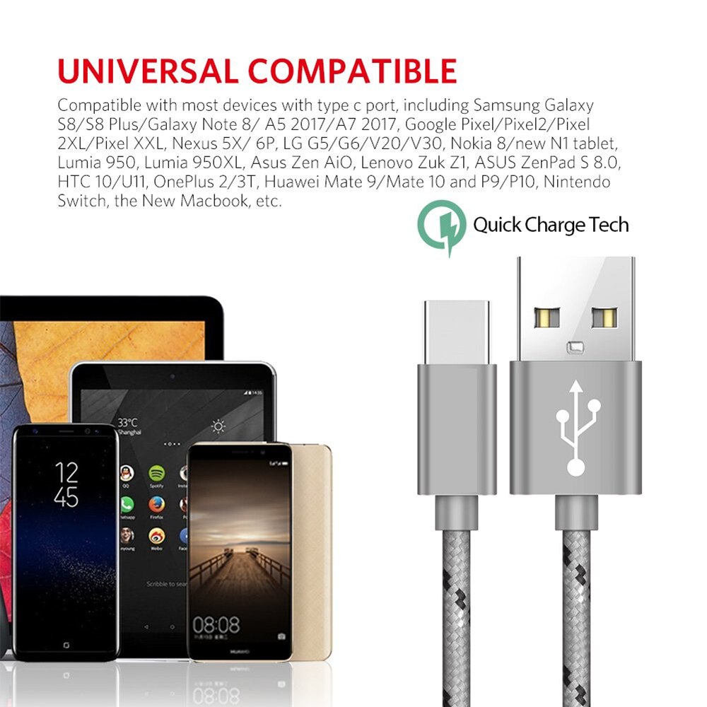 Typ C Kabel 3m Lange 2m 1m 0,2 m Kurze Schnelle Ladegerät Kabel Draht Für Huawei P10 p20 P30 Lite Profi Samsung Galaxis Hinweis 8 9 A7 A9