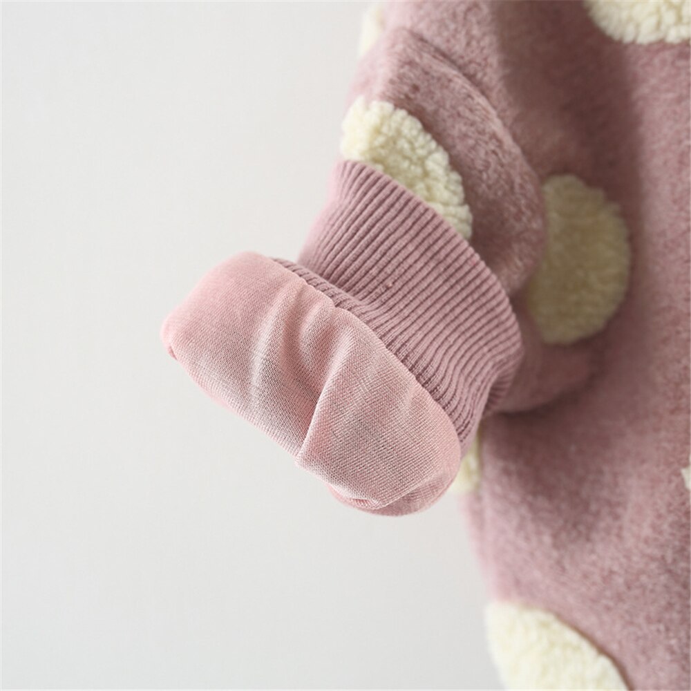 WenaZap Kleinkind Kleinkind Baby Mädchen der Herbst Winter Vlies Jacke Rundhals Polka Punkte Tasten Lange Hülse Mantel Oberbekleidung