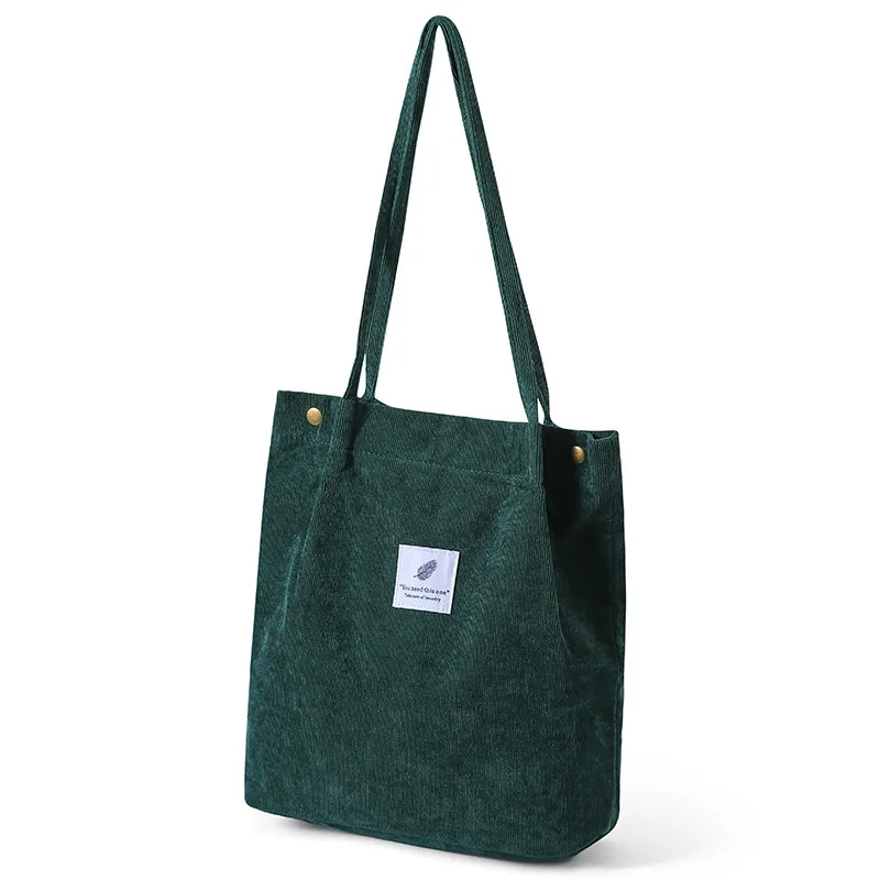 Bolso de hombro de pana Canva, bolso de mano artístico versátil transfronterizo, , portador de campus de estilo coreano: Verde