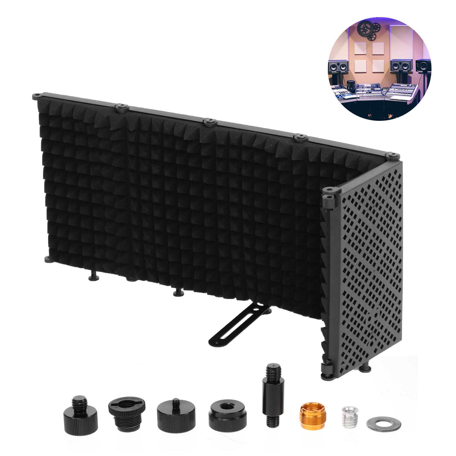Foldable Microphone Screen Sound Absorbing Vocal Recorder 5Panel Portable Acoustic Isolation Microphone Shield Sound-Proof Plate