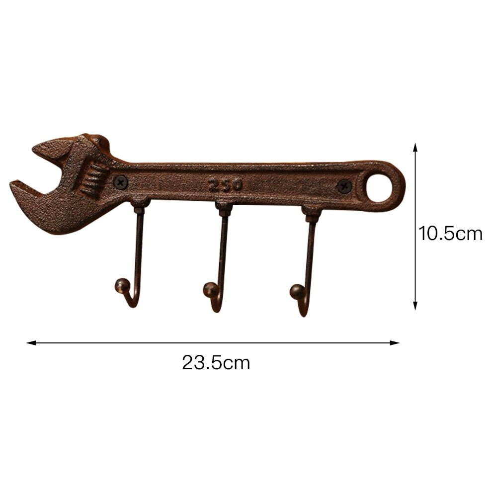 Retro Cast Iron Wall Hooks Decorative Metal Hanger Hammer Spanner Style Wall Mounted Coat Key Holder Towel Rack for Home Bedroom
