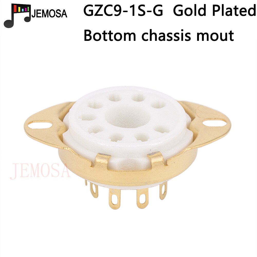 8pcs ceramic tube socket big 9 pins tube socket GZC9-2-F for EL504 PL504 EL519 PL519 6p12p Vacuum Tube Amplifier: GZC9-1S-G Gold