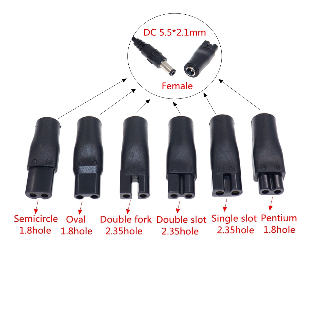DC Converter for Shaver Hair Clipper DC5.5*2.1mm Male To C8 Tail Female Power Supply Conversion Interface Plug Adapter