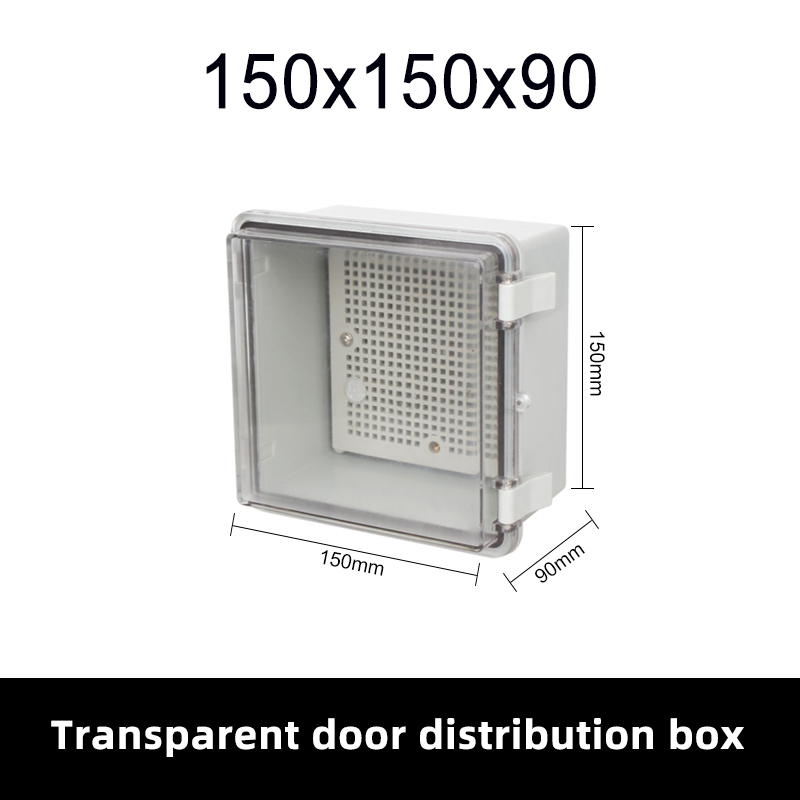 HS7 IP66 Outdoor Surface Mounted Transparent Electrical Base Junction Box Tower Buckle ABS Plastic Waterproof Distribution Box: 150x150x90-T