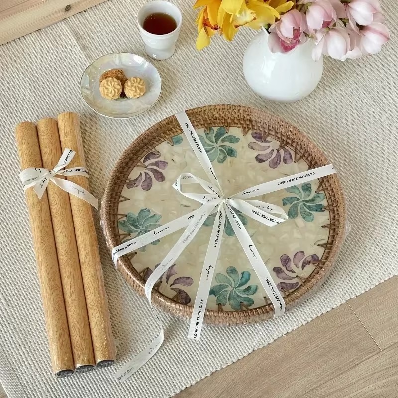 Mesa con bandeja redonda portátil, de ventanal japonés, mesa auxiliar compacta, solución de almacenamiento para sala de estar, mesa con bandeja compacta.