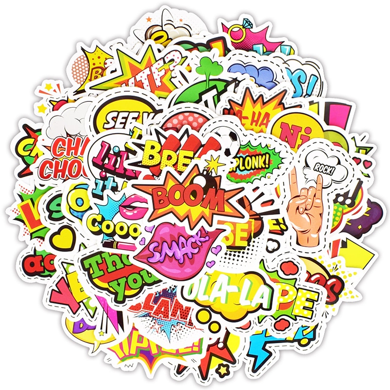 Pop Stijl Modewoord Sticker Speelgoed Voor Kinderen Creatieve Tekst Om Diy Plakboek Laptop Koffer Fiets Stickers Gadget 50 Stuks