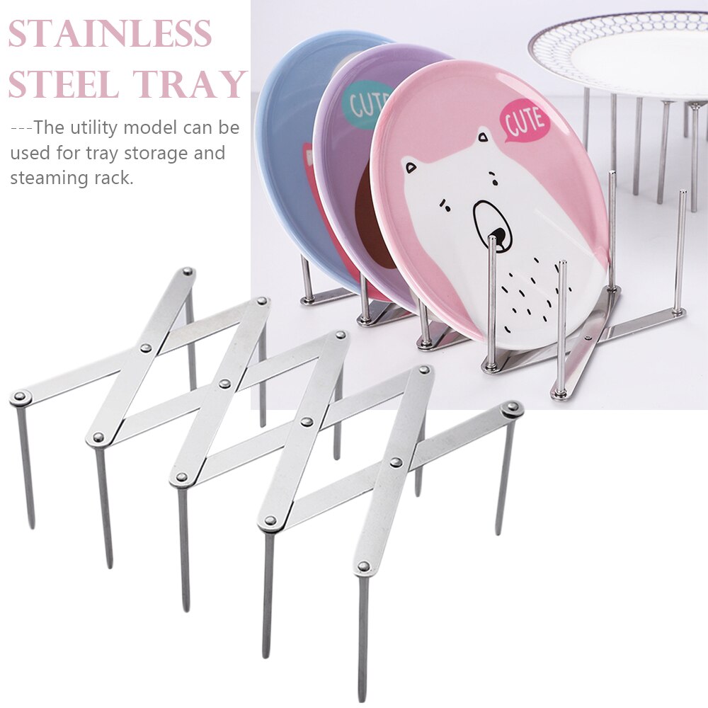 Retractable Plate Rack Stainless Steel Pot Cover Rack Cooking Plate Rack Kitchen Dish Drain Rack Kitchen Segmented Storage Box
