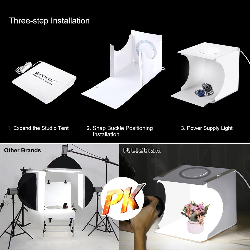 Mini anillo de luz LED para estudio de fotografía, caja de tienda de campaña, caja de luz para joyería con telones de fondo de 6 colores