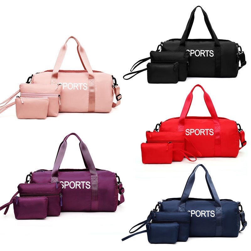 Kvinner sport gym bag sett menn vanntett fitness trening bag bærbar lett vekt reise bagasje bag sett sac de sport 6 farger