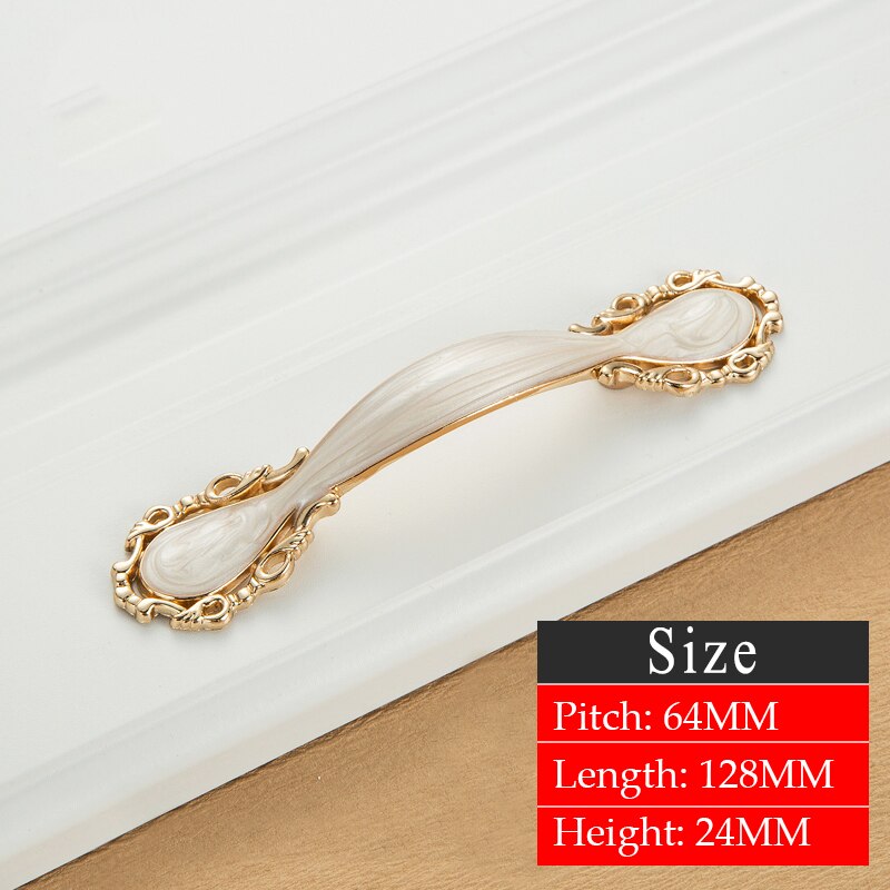 European Ceramic Door Handles Drawer Pulls Furniture Handles and Knobs for Kitchen Cabinet Cupboard: Pitch 64mm