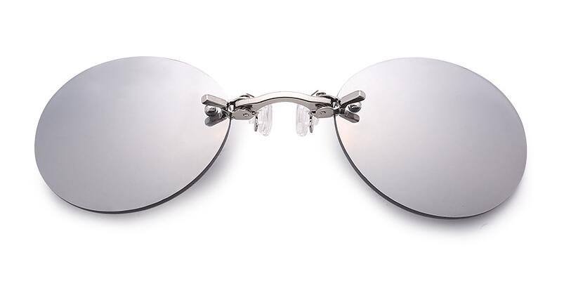 ISENGHUO Klassische Runde Clip Auf gläser Matrix Morphus Sonnenbrille Matrix Sonnenbrille Film sonnenbrille randlose sonnenbrille männer: Silber