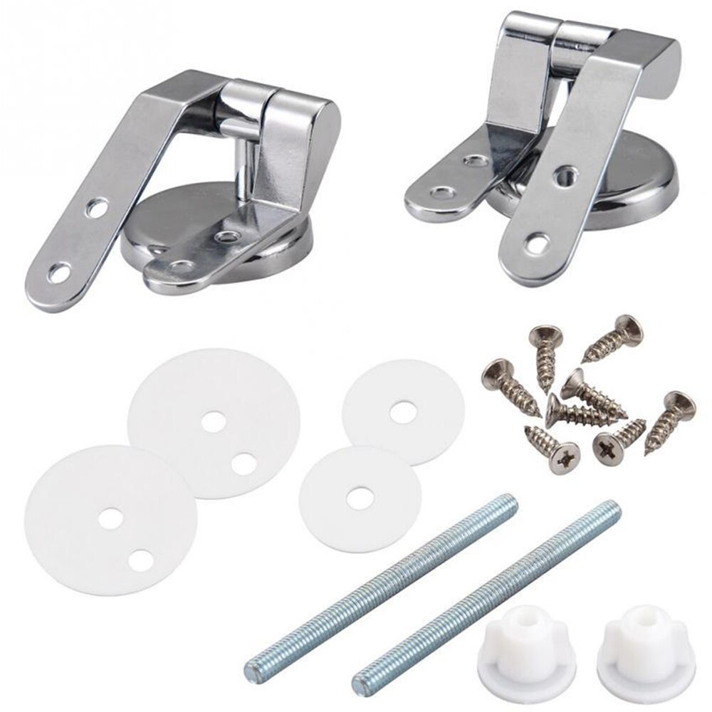 Universal Adjustable Replacement Chrome Toilet Seat Hinge Set Pair With Fittings One Pair Chrome Effect Toilet Seat Hinges Tools