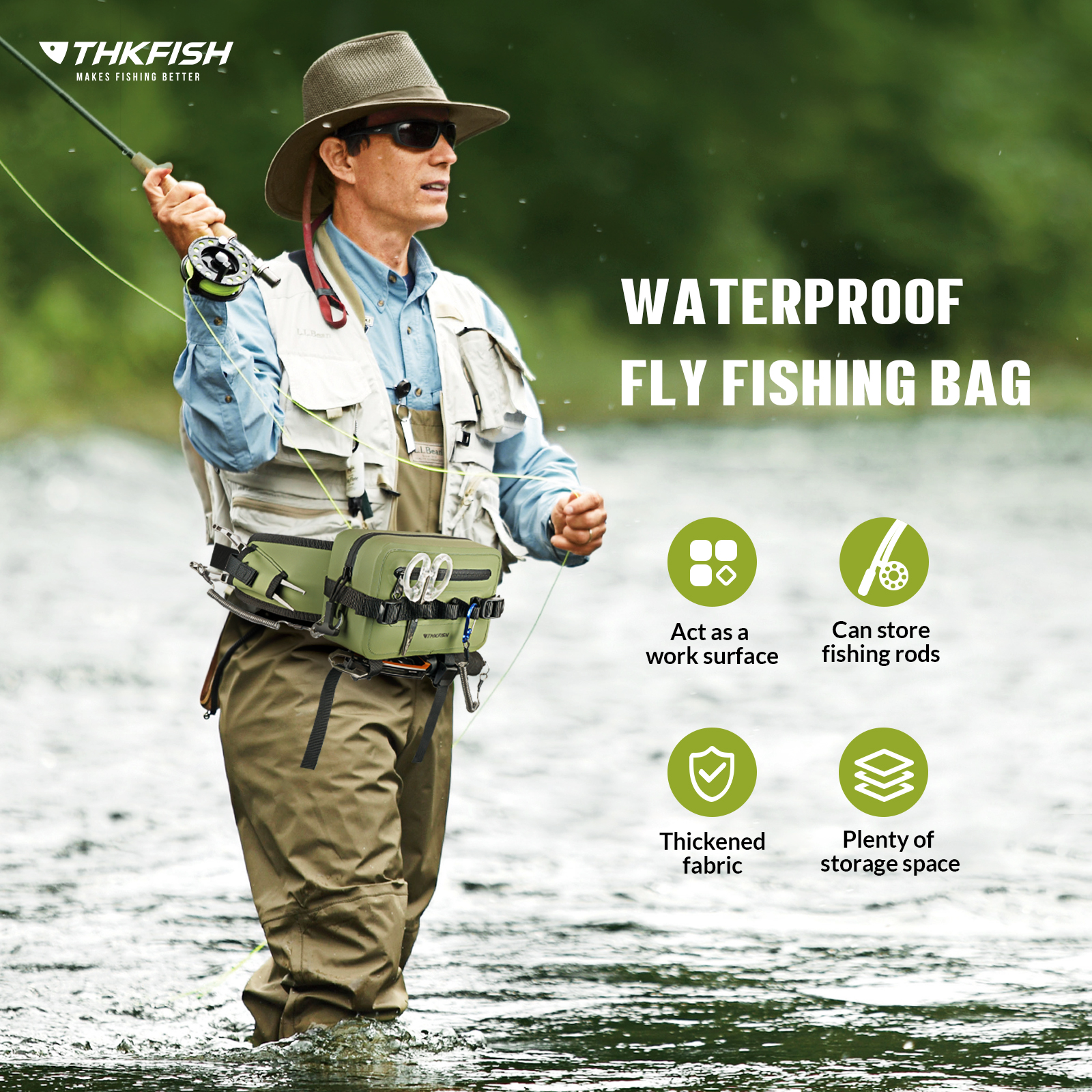 Bolsa de pesca verde multifuncional, bolsas para aparejos de pesca, almacenamiento de señuelos de peces, riñonera, bolsa para caña de pescar, mochila negra impermeable