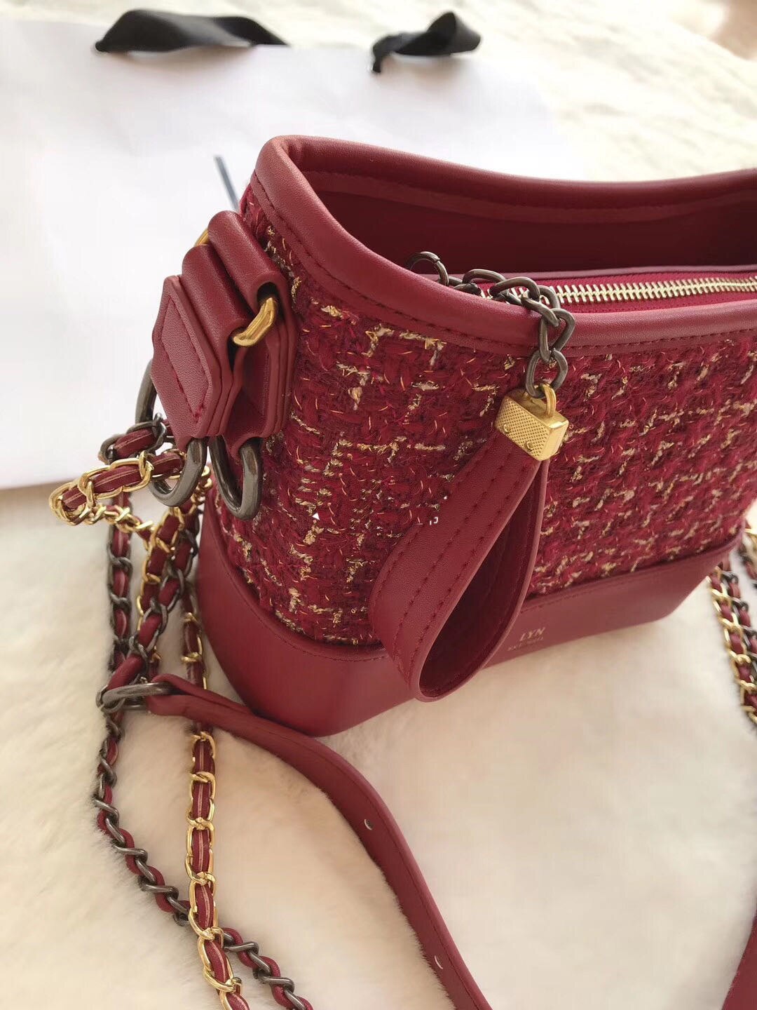 Yiyi's Thai ly woollen cloth wandering bag n Yuanbao chain bag slant cross bag for women