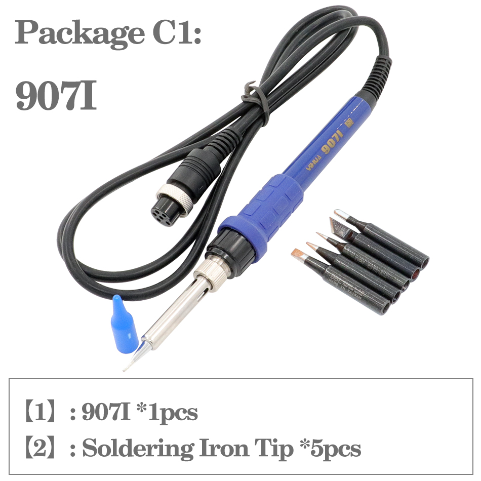 YIHUA soldering station special soldering iron, 907I 907A 907F is suitable for Yihua series soldering station 992D 995D 868D: F  907F  Suit