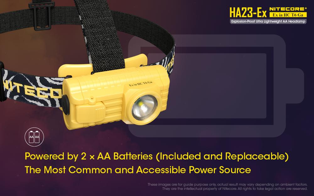 NITECORE HA23-Ex Headlamp100 lumen White light Explosion-proof Ultra Lightweight CREE XP-G LED headlight with AA Batteries