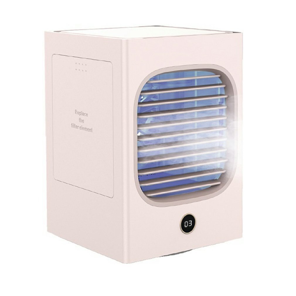 Hoofd Schudden Watergekoelde Airconditioning Ventilator Geïntegreerde Luchtbevochtiger Thuis Slaapkamer Mini Grote Capaciteit Usb Verstuiver: pink