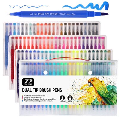 Aquarell Marker Waschbar Stift Skizzieren Malerei Dual Pinsel Pen-Set Weichen Permanent Marker 48 60 72 100 Farben Für Kunst zeichnung: 72 Colors