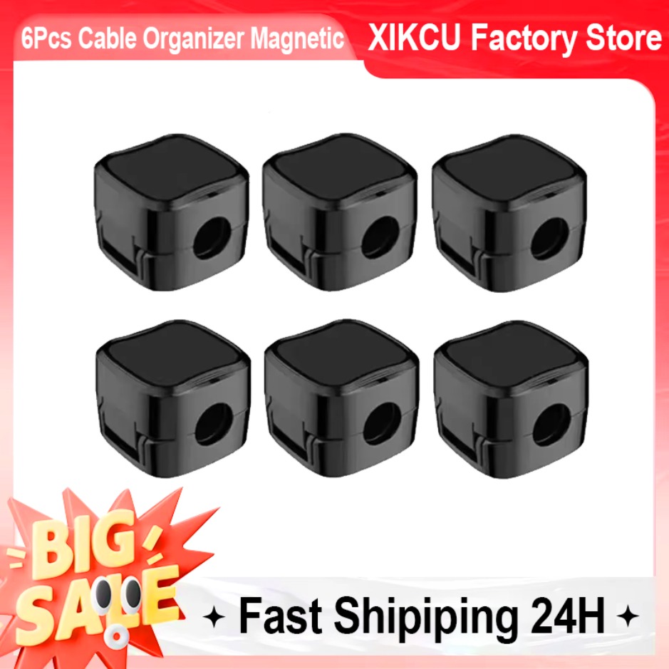 XIKCU 6 Stück Kabel-Organizer, magnetische Steckerbox, Silikon-Kabelaufwicklung, flexible Kabelmanagement-Clips für Maus, Kopfhörer
