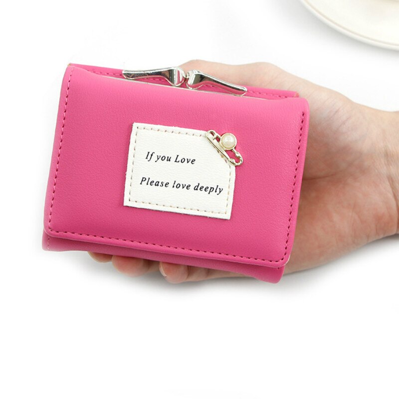 Multifunctionele Vrouwen Portemonnee Vrouwelijke Korte Mode Drievoudige Portemonnee Eenvoudige Leuke Student Clutch Kaarthouder Portemonnee: RoseRed