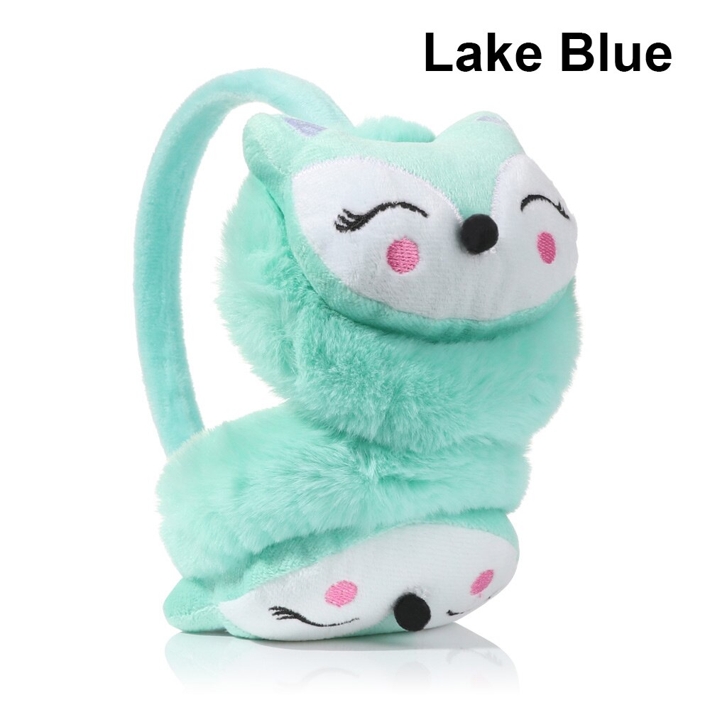 Orejeras de zorro de dibujos animados para mujeres y niñas, orejeras cálidas de felpa, calentador de orejas grueso para niñas, niños, estudiantes, mantener la oreja: lake blue