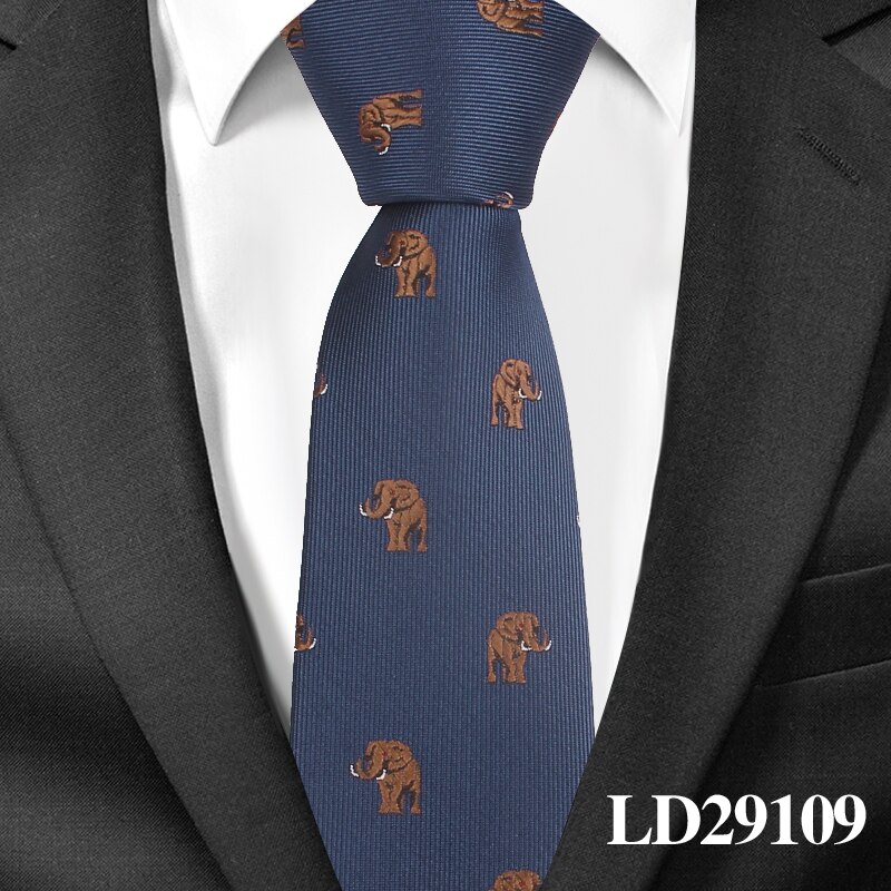 Gravata dos desenhos animados para homens poliéster jacquard animal gravata para casamento ternos de negócios 6cm gravata magro gravata masculina gravatas: LD29109