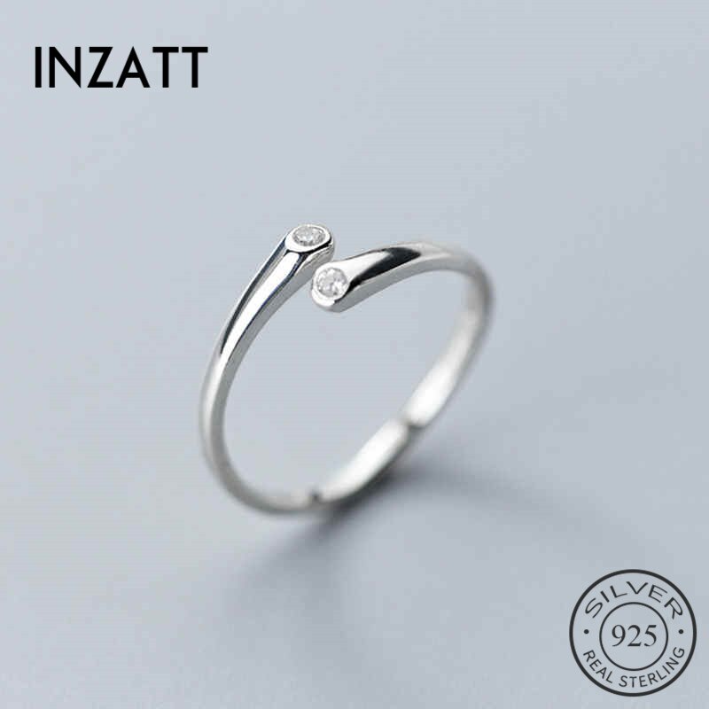 Inzatt real 925 prata esterlina minimalista zircão anel para moda feminino festa bonito jóias finas acessórios presente romântico