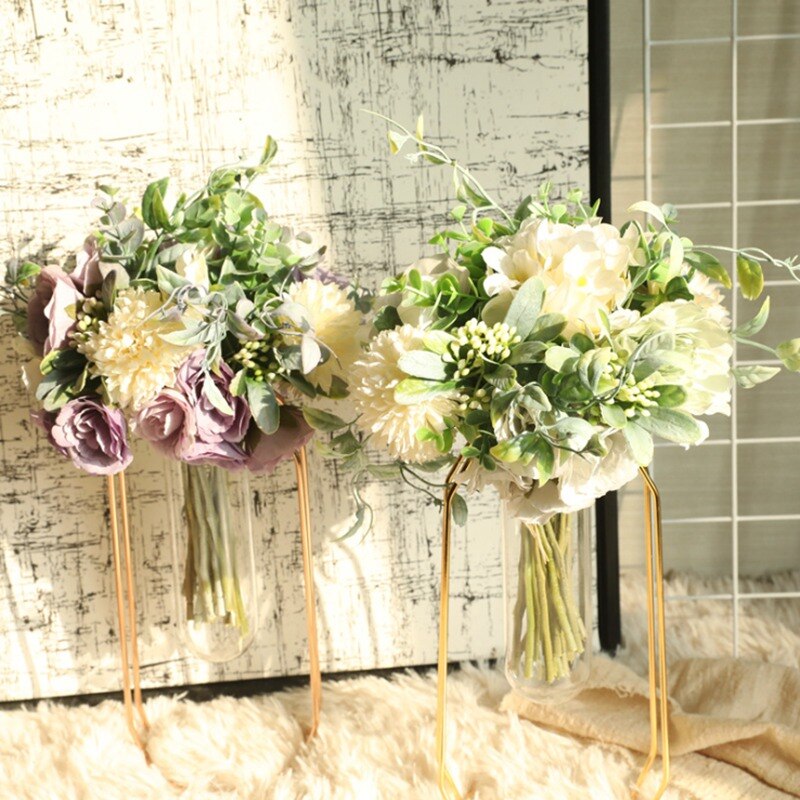 1 bundt kugle krysantemum pæon buket kunstige blomster boligindretning bryllup gør-det-selv jul stue bonsai møbler