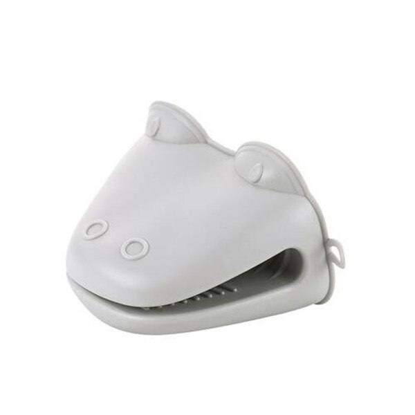 OYOURLIFE Cartoon Silicone Microwave Oven Gloves Oven Mitts Thickened Heat Resistant Slip-resistant Kitchen Gloves Pot Holder: Gray