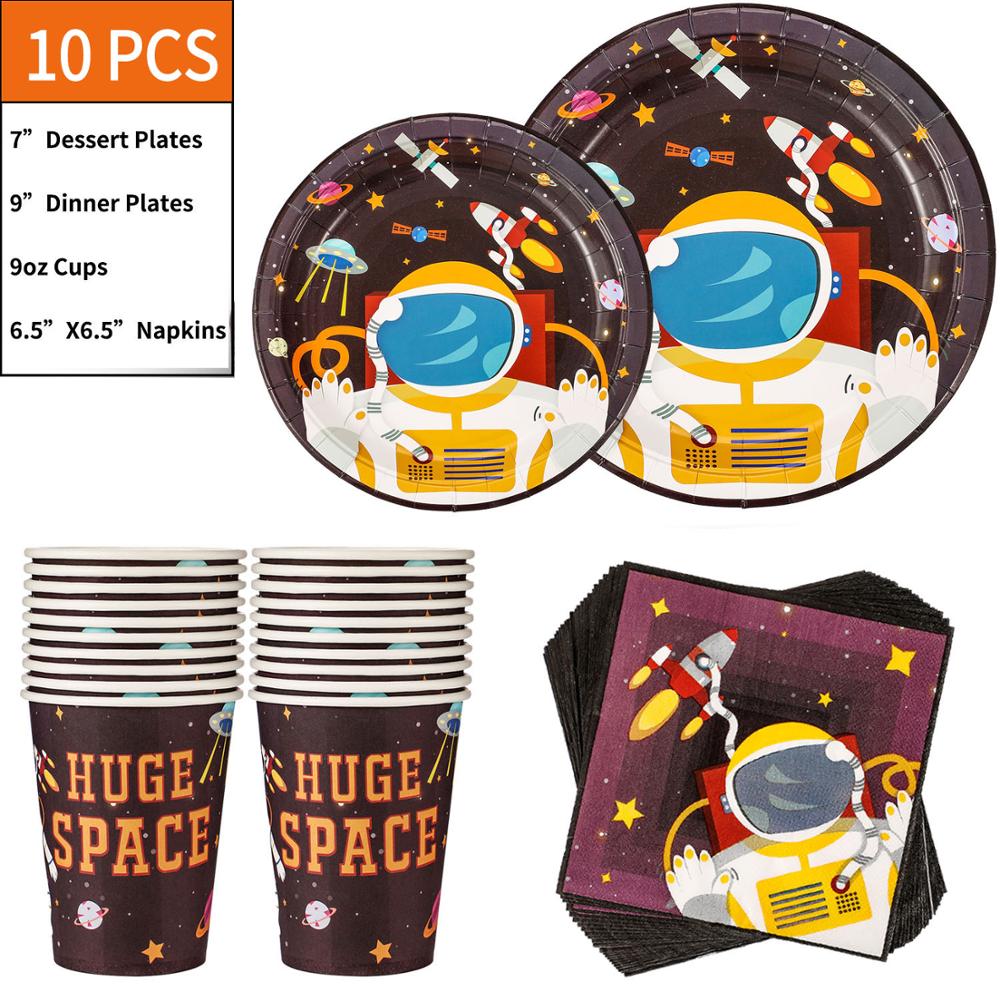 10PCS Outer Space Party Supplies disposable plate Astronaut Planet Theme Disposable Dinnerware Set Children Birthday Paper plate
