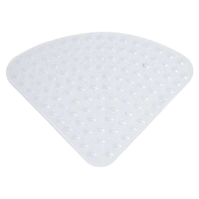 Alfombrilla de ducha de esquina antideslizante en forma de abanico, alfombrilla de baño de Sector de plástico, alfombrilla de suelo de baño, reposapiés con ventosa, agujeros de drenaje: Transparent white