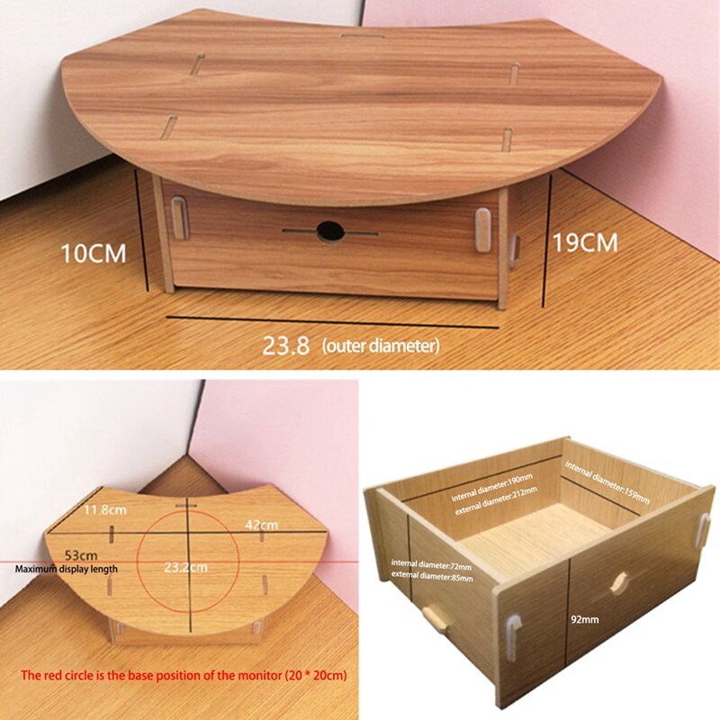 Computer Stand Office Desk Corner Storage Thicken MDF Monitor Height Increase Stand Wall Corner Practical Shelf