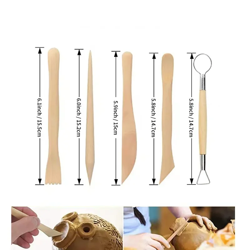 Pottery Tools For Sculpting Wax Carving Ceramic Polymer Clay Cutter Modeling Making Ceramic Set Shape Smoothing Wood Knife Klin