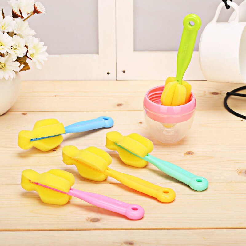 Baby Milk Nipper Bottle Cleaning Brush 360 Degree Sponge Cleaner Cup Bottle Brushes