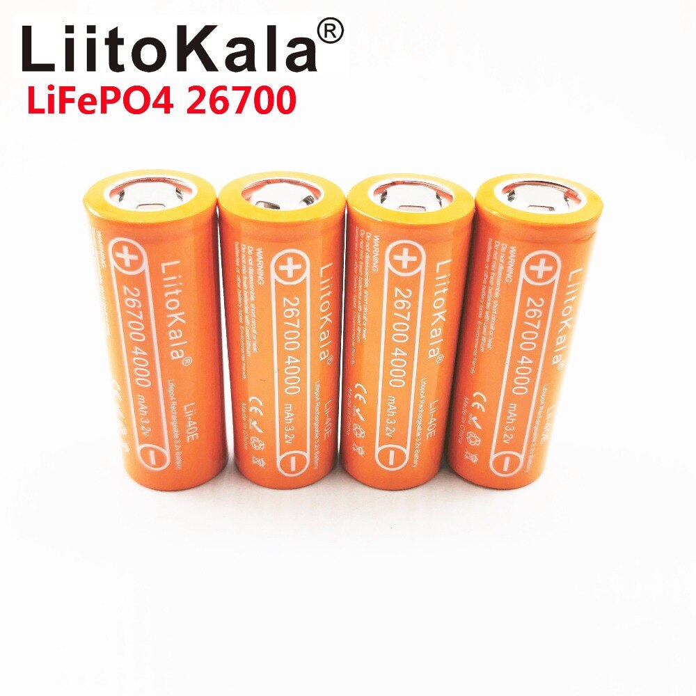 Liitokala Lii-40E 3.2V 26700 4000 Mah Lifepo4 Oplaadbare Batterij 10A Tarief Ontlading Lakens Vervangende Batterij In Plaats Van 26650