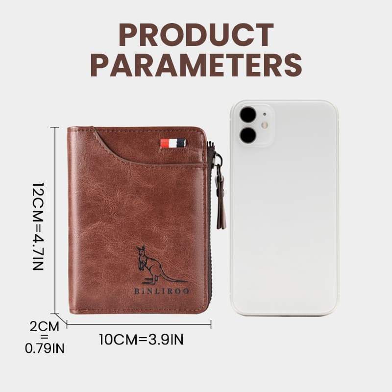 Men’s RFID Blocking Wallet Large Capacity Credit Card Holder Case Anti-Theft Vintage Business Leather Wallets Zipper Coin Purse