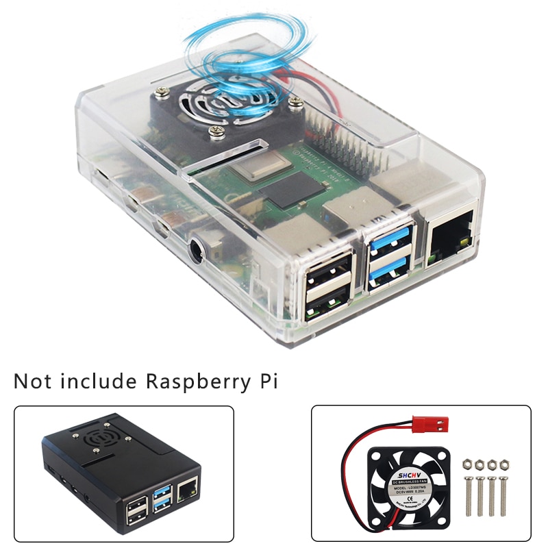 Raspberry Pi 4 Case ABS Plastic Verwijderbare GPIO Cover Transparant Zwart Shell Ondersteuning Koeren Ventilator voor Raspberry Pi 4 Model B