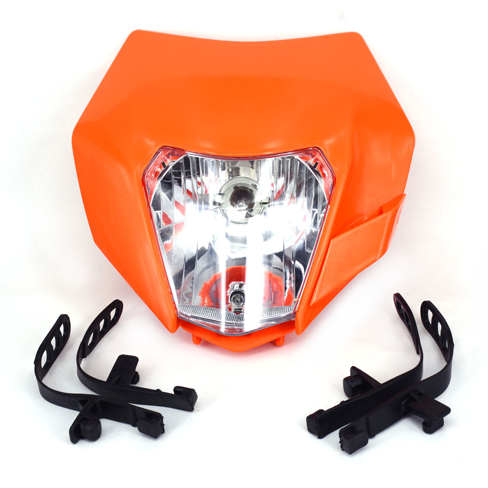 til ktm exc excf xc xcf xcw xcfw sx sxf sxs smr 125 250 350 450 500 505 520 530 motorsykkel universell hodelykt lys frontlys: En appelsin