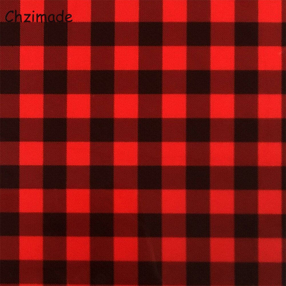 Chzimade Black Red Grid Heat Transfer PU Vinly Film For Heat Press Machine T-shirt Iron On Clothes Diy Handmade Crafts: Red Grids