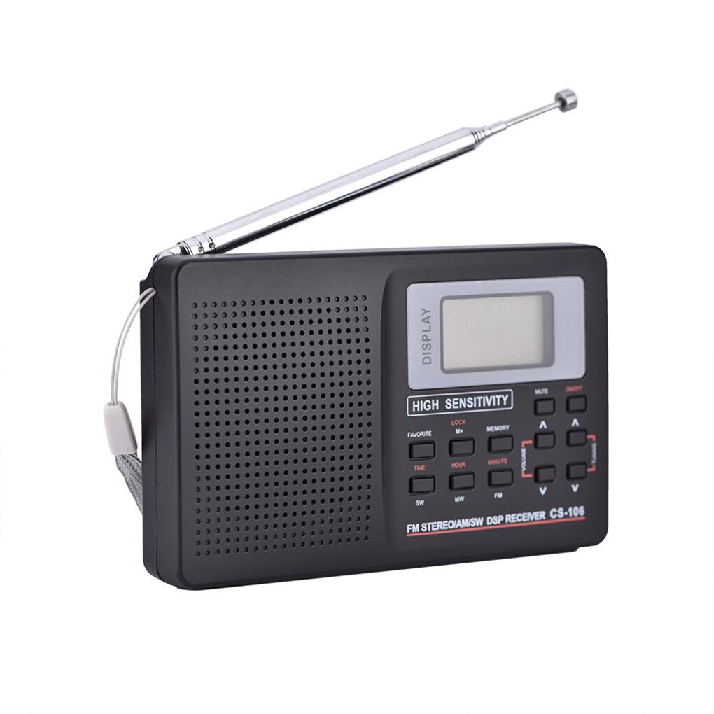 Portable Radio FM/AM/SW/LW/TV Full Band Radio Receiver with Timing Alarm Clock Digital Memory Function Radio