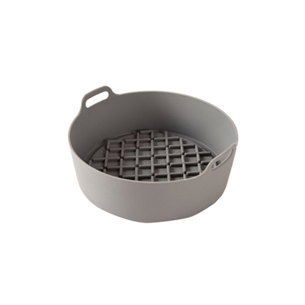 AirFryer Silicone Pot Multifunctional Air Fryers Oven Accessories Bread Fried Chicken Pizza Basket Baking Tray FDA Baking Dishes: S-Gray