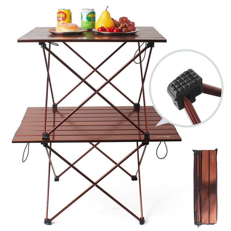 Big Outdoor Folding Table Aluminum Alloy Light Barbecue Portable Picnic Recreational Self-driving Camping Plate 68x48x40cm