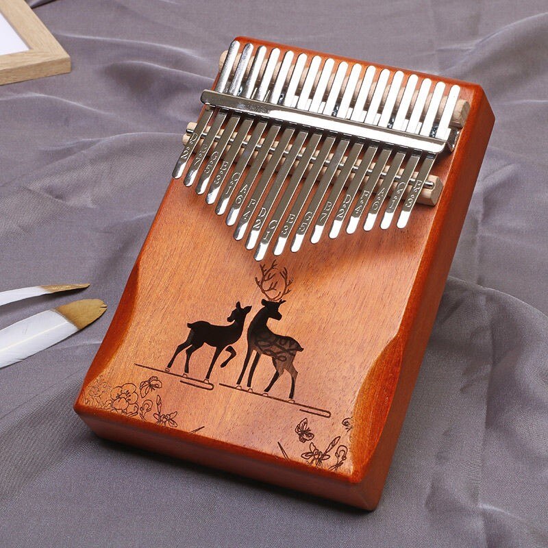 Kalimba 17 Schlüssel Daumen Klavier Mahagoni Afrikanische Sanza Mbira Kalimba Tragbare Braun Hirsch Finger Musik Instrument